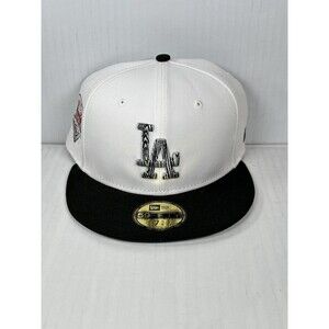 New Era Los Angeles Dodgers 59FIFTY MLB Hat Cap 50 Years Side Patch Size 7 5/8